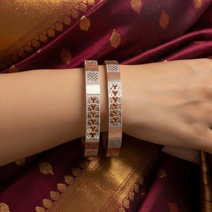 Dual Tone CNC Cut Designer Bangles for Women
