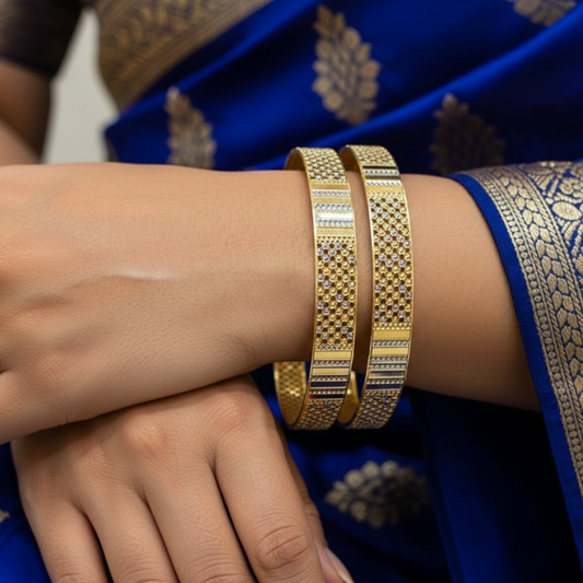 Gold Finish CNC Cut Designer Bangles for Women