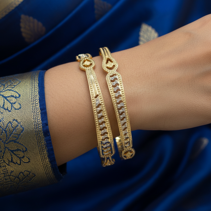 Gold Finish CNC Designer Bangles for Women