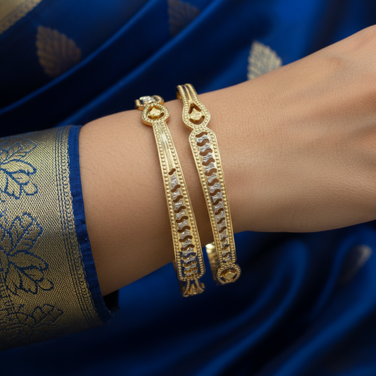 Gold Finish CNC Designer Bangles for Women