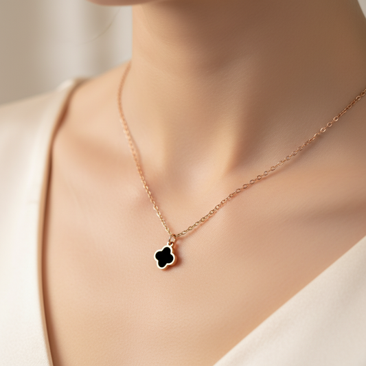 Rose Gold Clover Chain Pendant Necklace for Women