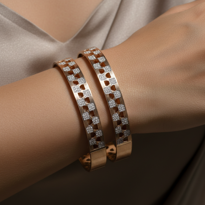 Geometric Cutwork CNC Bangles for Women