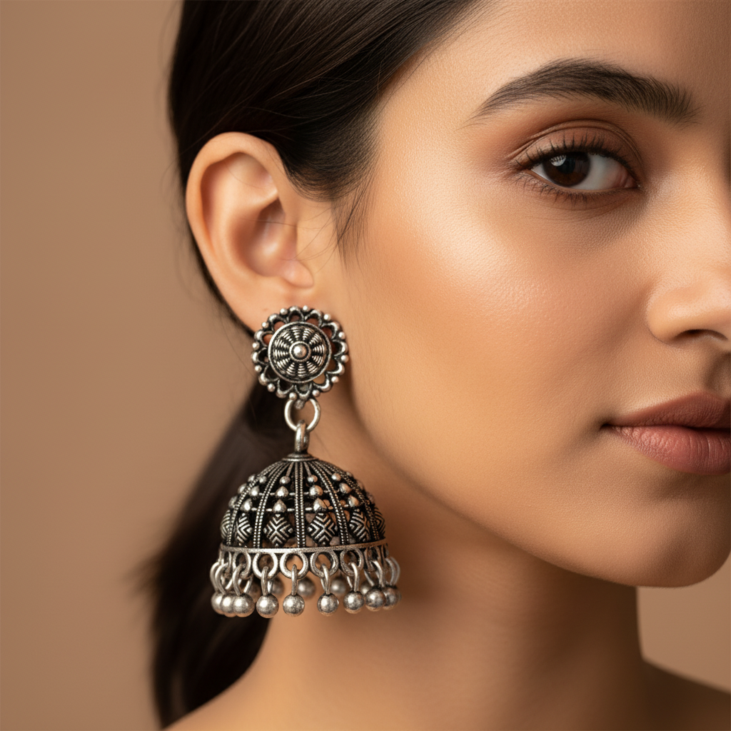 Antique Dome Drop Ethnic Statement Earrings