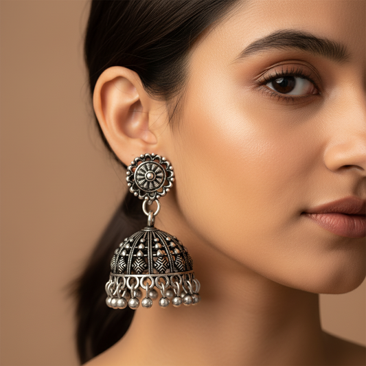 Antique Dome Drop Ethnic Statement Earrings