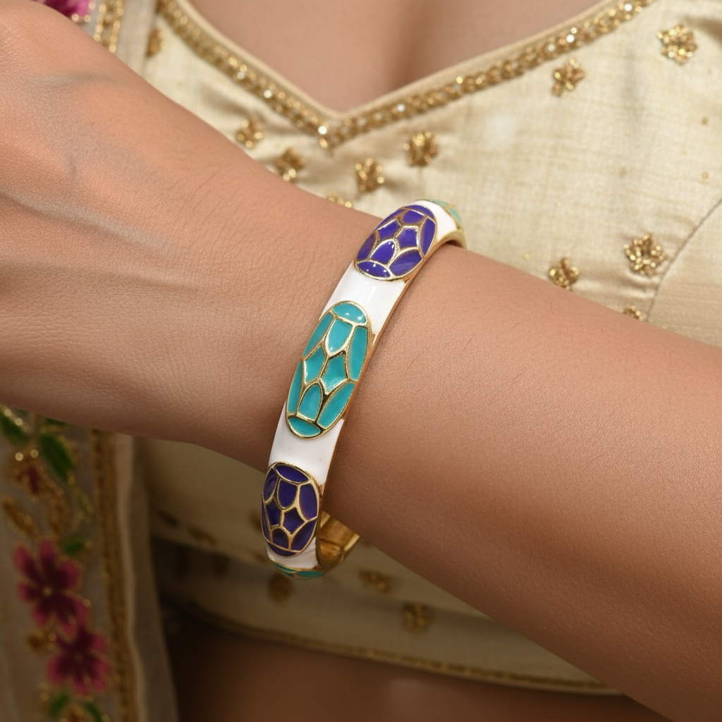 Elegant Western Minakari Openable Bracelet Enamel Kada for Kids