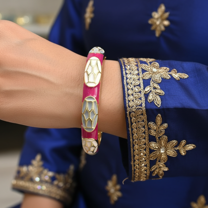 Elegant Western Minakari Openable Bracelet Enamel Kada for Kids