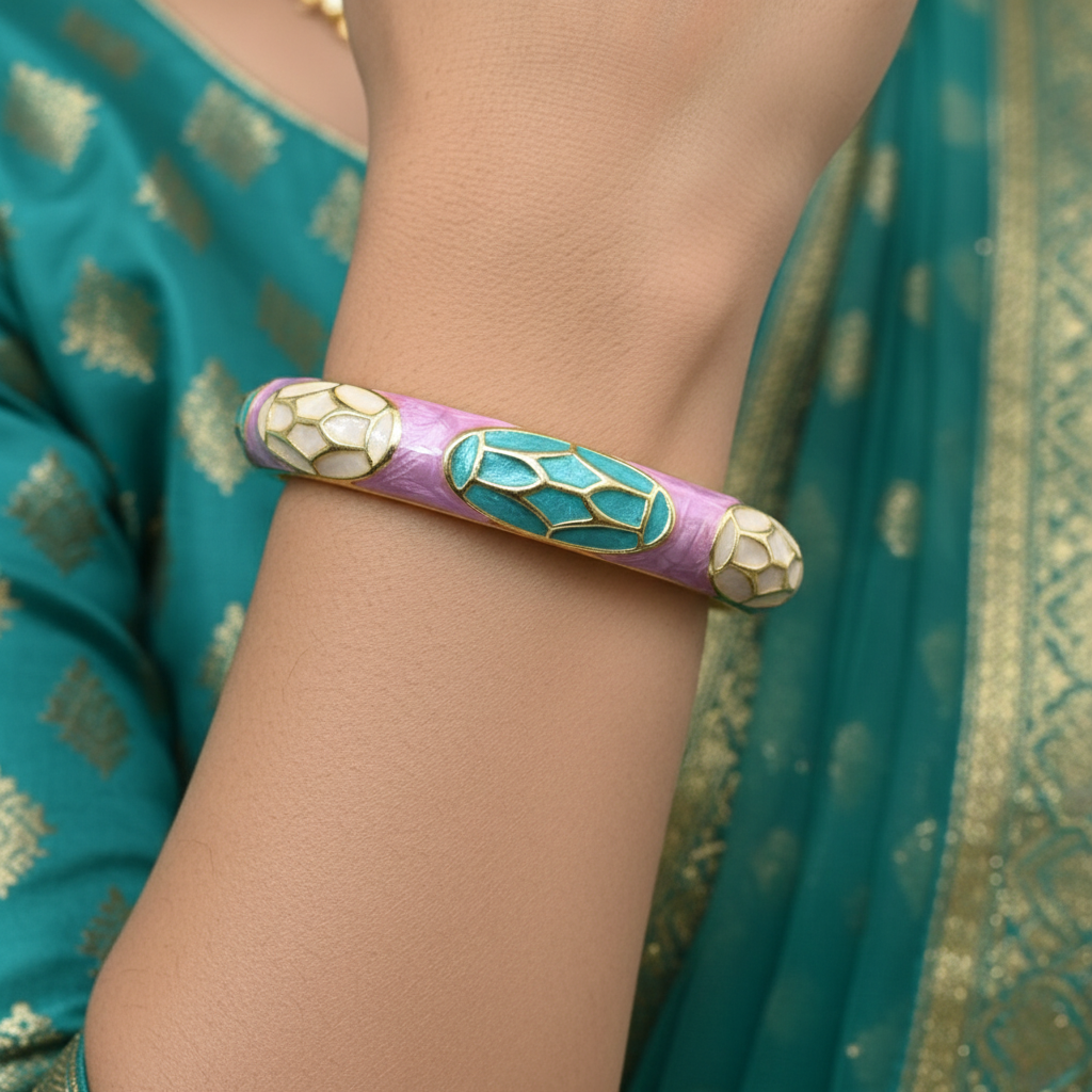 Elegant Western Minakari Openable Bracelet Enamel Kada for Kids