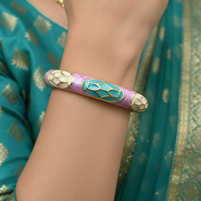 Elegant Western Minakari Openable Bracelet Enamel Kada for Kids