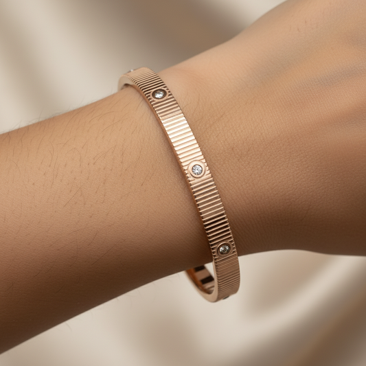 Textured Crystal Studded Slim Bracelet for Women