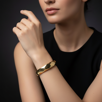 Faceted Geometric Minimal Designer Cuff for Women