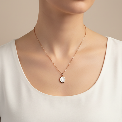 Rose Gold Clover Charm Pendant Necklace for Women