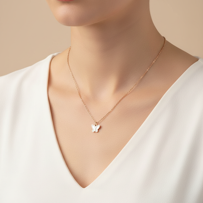 Rose Gold Clover Charm Pendant Necklace for Women