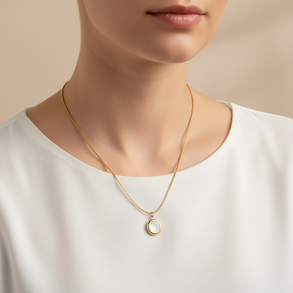 Gold Circle Pendant Necklace for Women