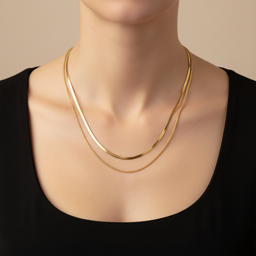 Gold Layered Snake Chain Necklace for Women