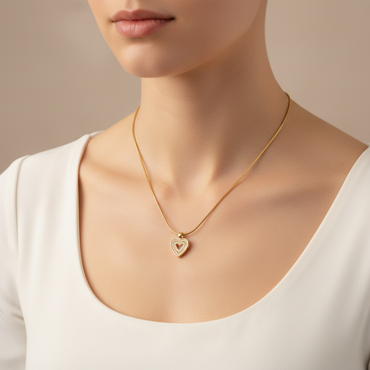 Gold Heart Pendant Necklace for Women
