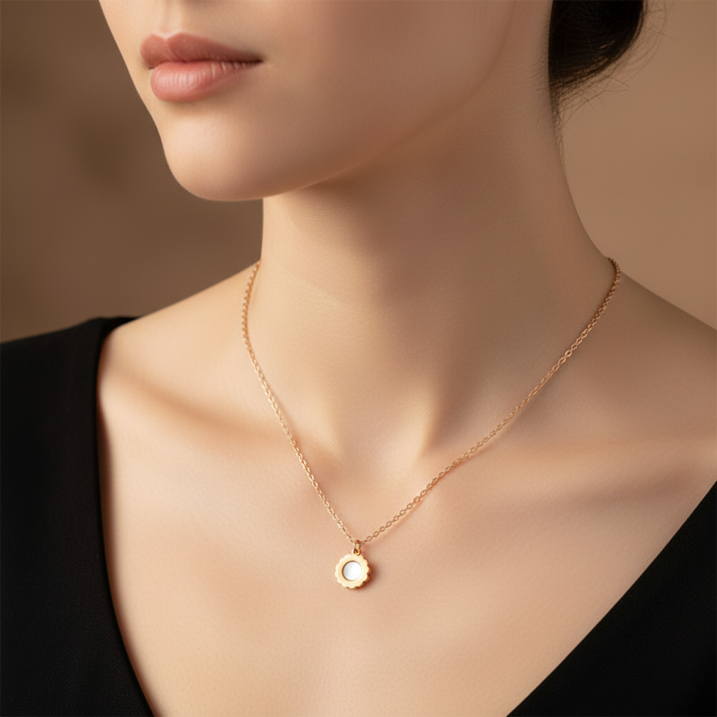 Rose Gold Clover Charm Pendant Necklace for Women