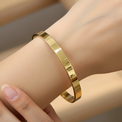 Slim Flat Rose Gold & Gold Kada Bracelet for Women