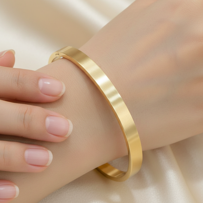 Matte Gold Finish Slim Kada Bracelet for Women