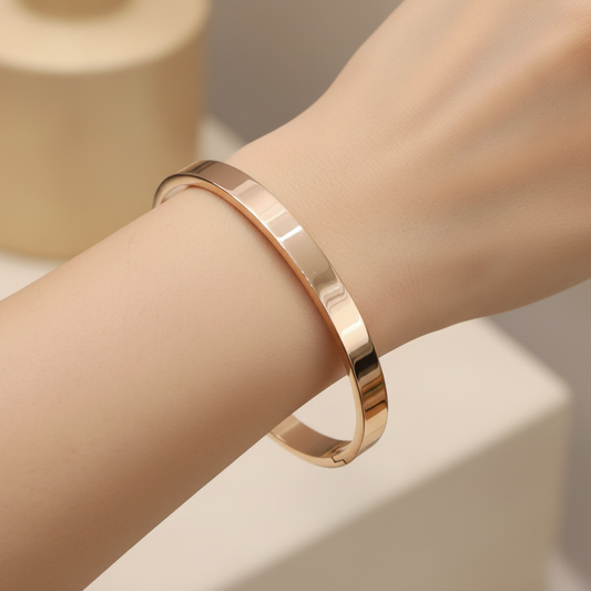 Slim Flat Rose Gold & Gold Kada Bracelet for Women