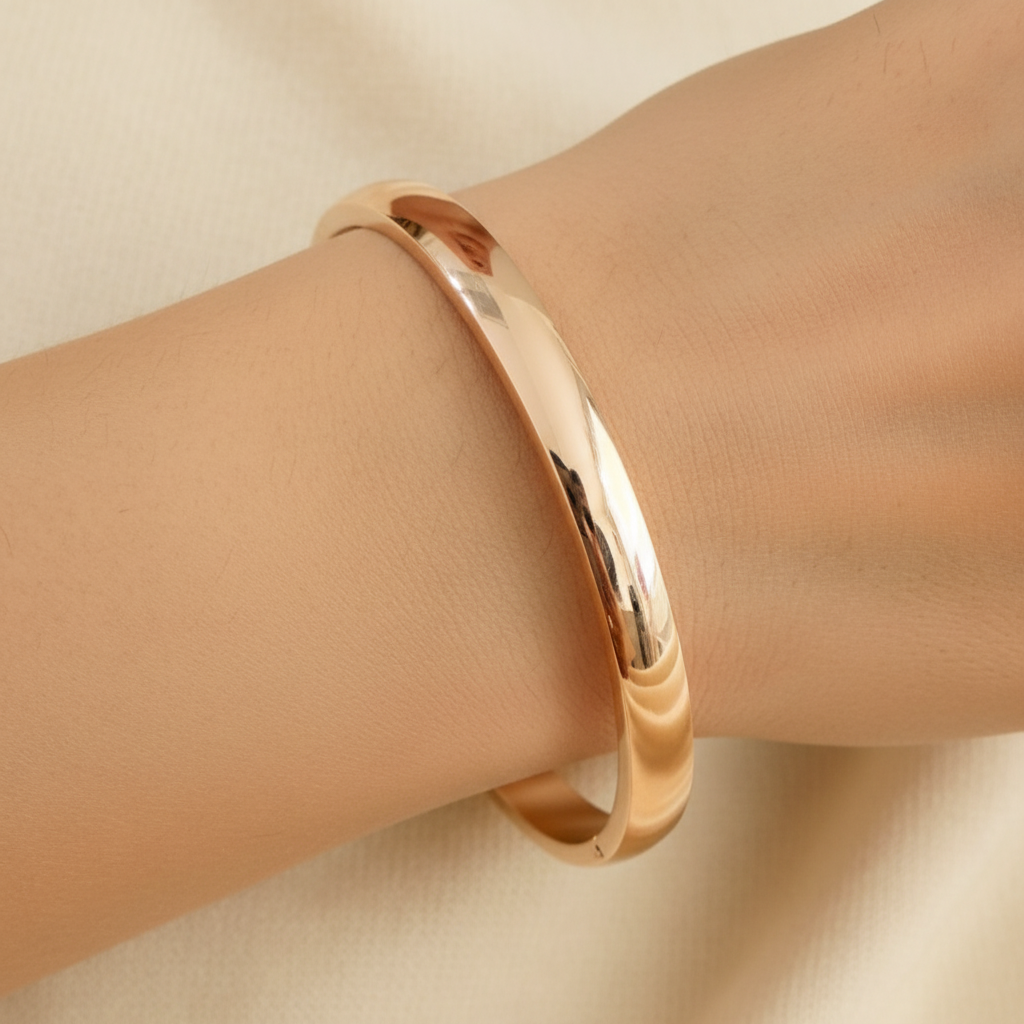 Minimal Glossy Rose Gold Kada Bracelet for Women