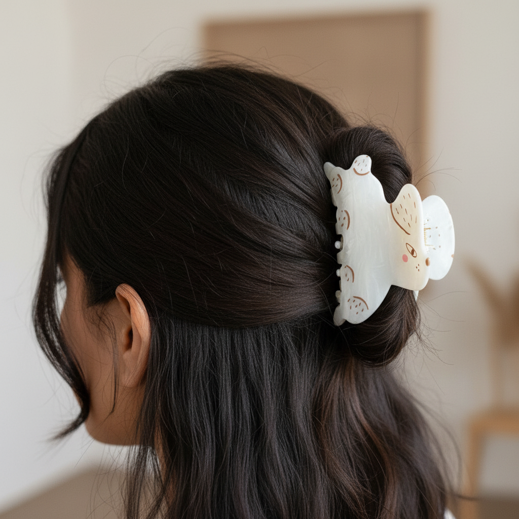 Minimal Cute Animal Hair Claw Clip for Women