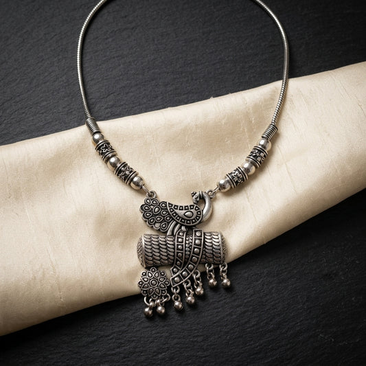 Traditional Peacock Oxidised Necklace for Women| Lady Zone