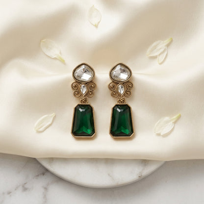 Gold Finish Kundan Stone Drop Earrings for Women | Lady Zone