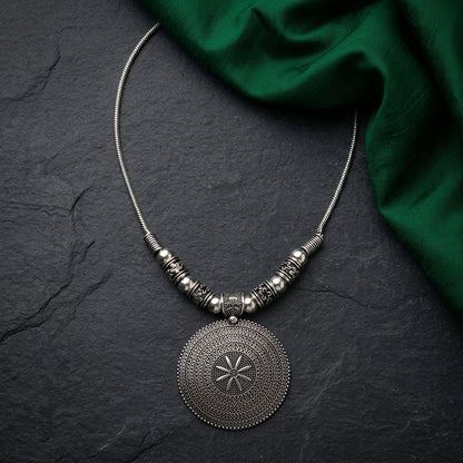 Oxidised Circular Pendant Necklace for Women | Lady Zone
