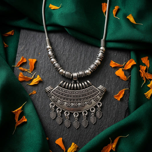 Traditional Oxidised Statement Pendant Necklace for Women | Lady Zone
