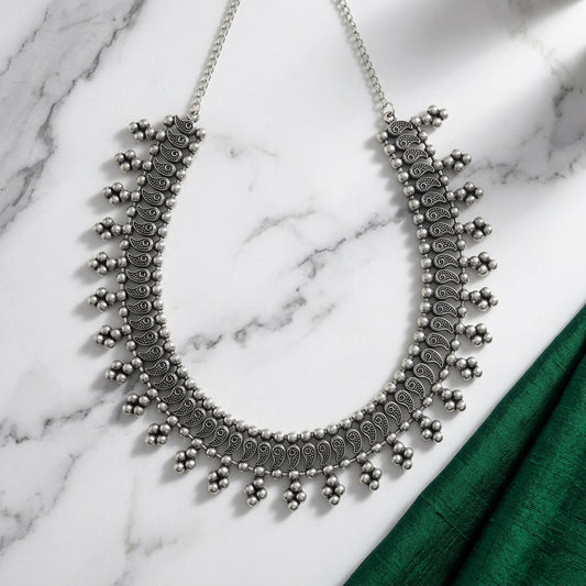 Oxidised Paisley Tribal Necklace for Women | Lady Zone