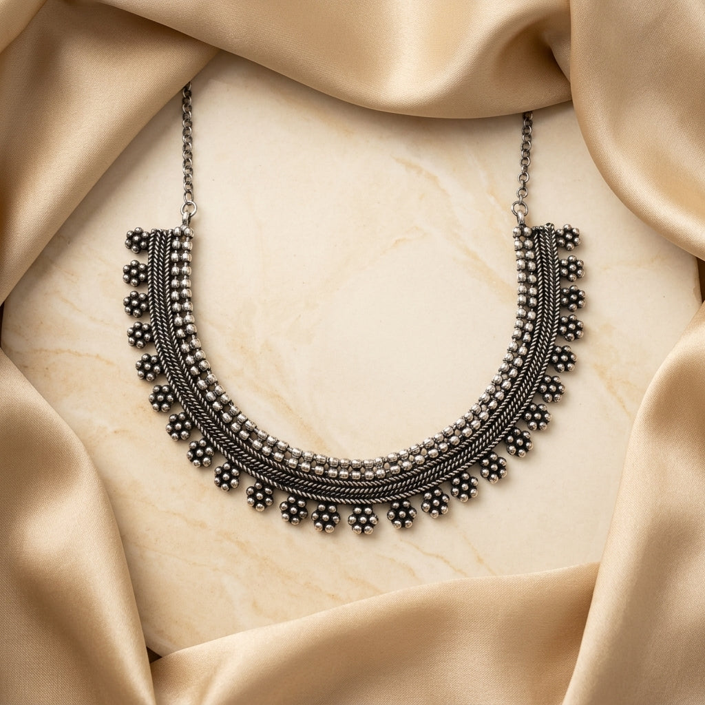 Traditional Oxidised Layered Necklace for Women| Lady Zone