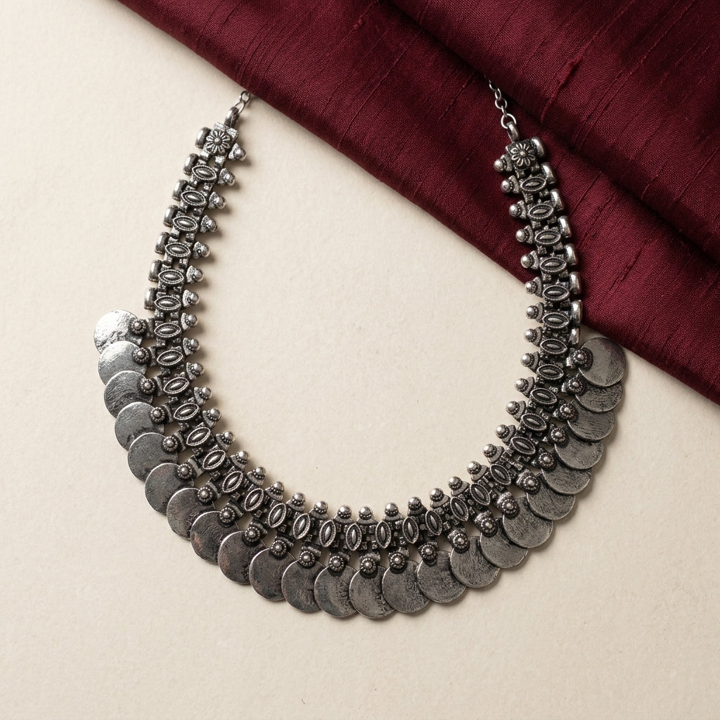 Oxidised Coin Tribal Necklace for Women | Lady Zone
