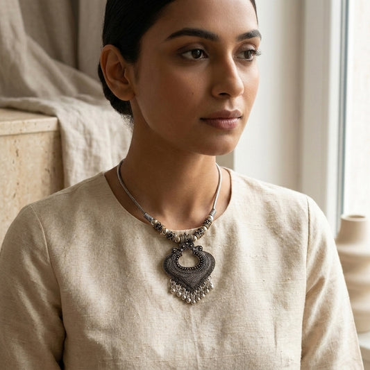 Traditional Oxidised Pendant Necklace for Women | Lady Zone