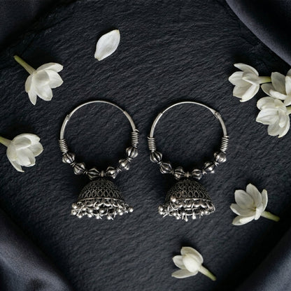 Traditional Oxidised Jhumka Hoop Earrings for Women | Lady Zone