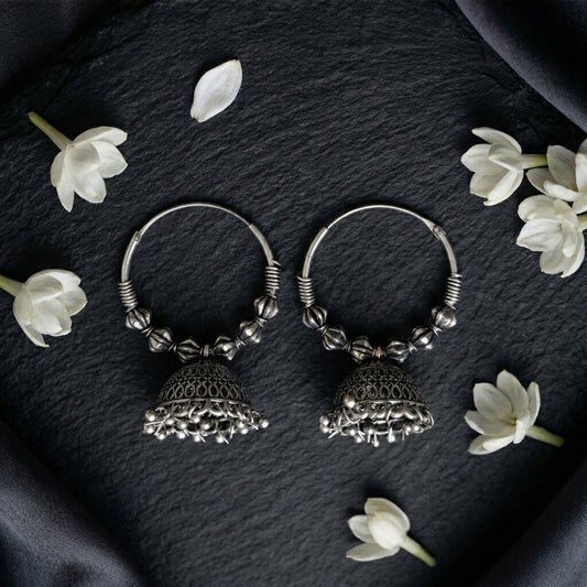 Traditional Oxidised Jhumka Hoop Earrings for Women | Lady Zone
