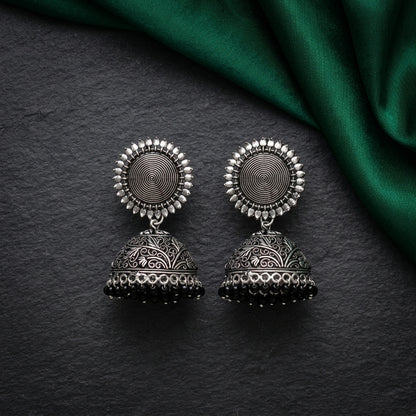 Traditional Beads Oxidised Jhumka Earrings for Women | Lady Zone