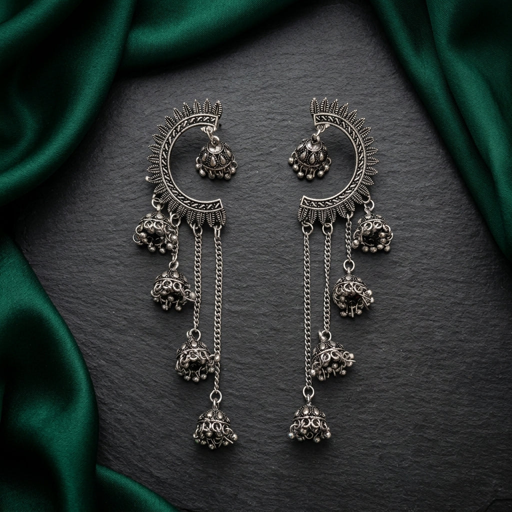 Oxidised Chandbali Jhumka Earrings for Women | Lady Zone