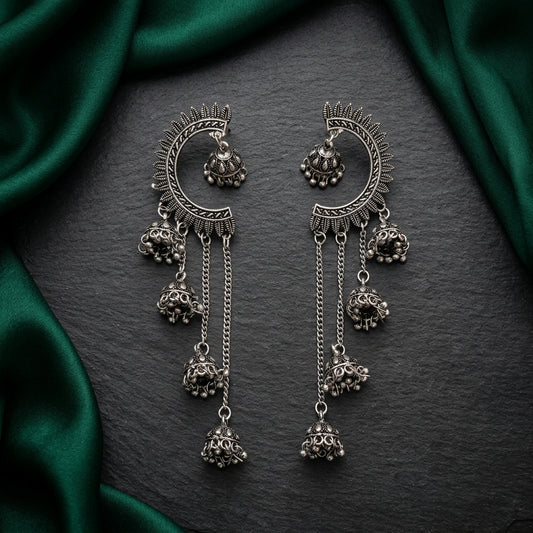 Oxidised Chandbali Jhumka Earrings for Women | Lady Zone