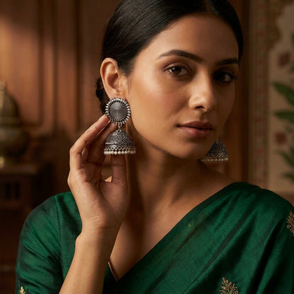 Traditional Beads Oxidised Jhumka Earrings for Women | Lady Zone