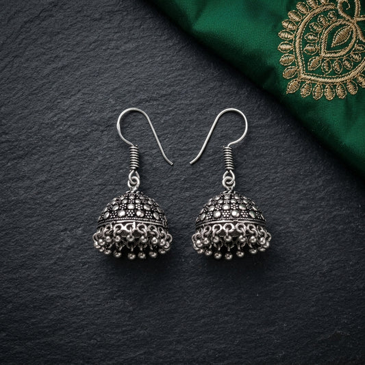 Classic Oxidised Jhumka Earrings for Women| Lady Zone
