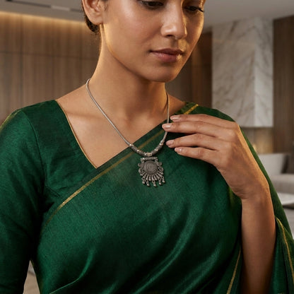 Traditional Oxidised Floral Pendant Necklace for Women | Lady Zone