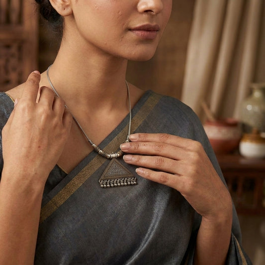 Traditional Triangle Pendant Oxidised Necklace for Women | Lady Zone