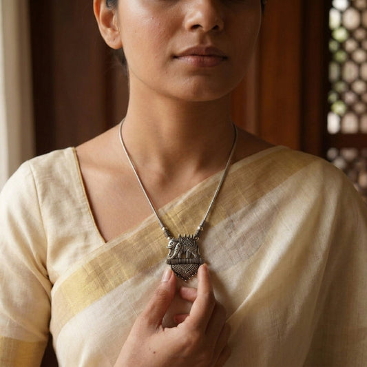 Traditional Elephant Pendant Oxidised Necklace for Women | Lady Zone