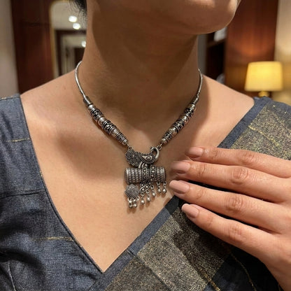 Traditional Peacock Oxidised Necklace for Women| Lady Zone