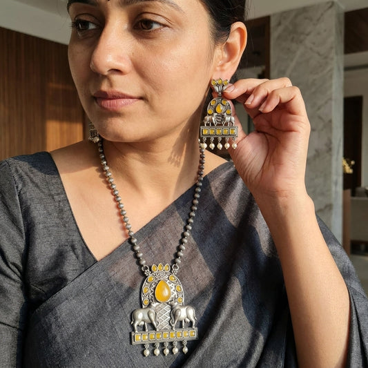 German Silver Cow Pattern Necklace Set for Women | Lady Zone