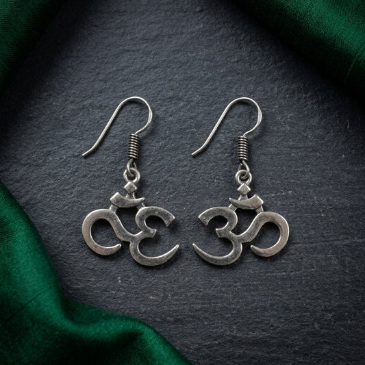 Oxidised Om Symbol Drop Earrings for Women | Lady Zone