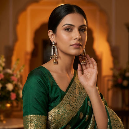 German Silver Pearl Jhumka Statement Earrings for Women | Lady Zone