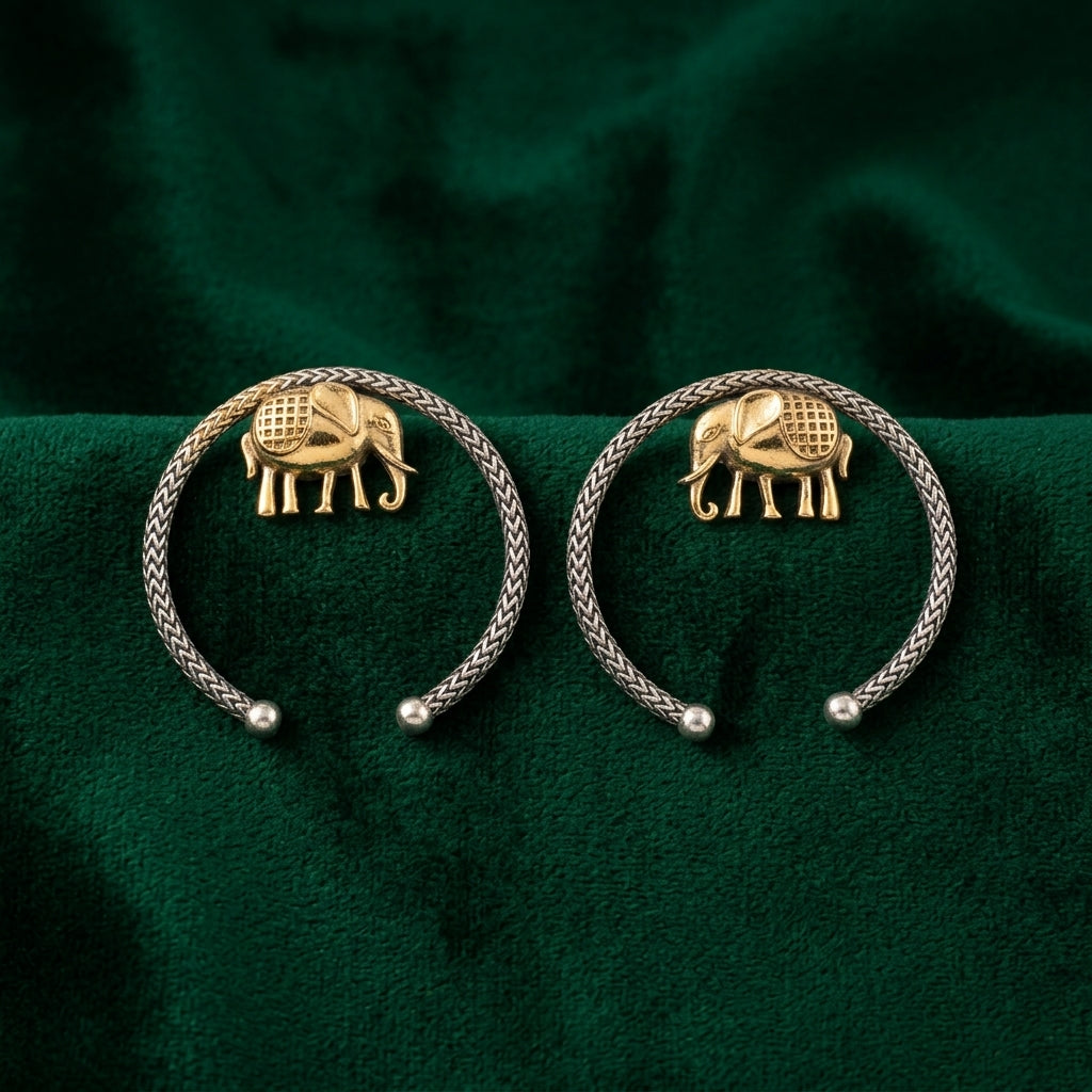 German Silver Elephant Hoop Statement Earrings for Women | Lady Zone