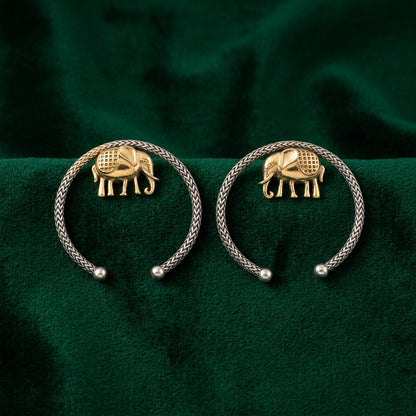 German Silver Elephant Hoop Statement Earrings for Women | Lady Zone
