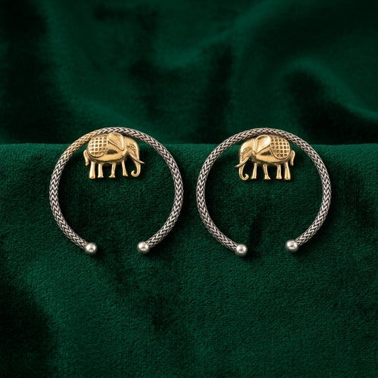 German Silver Elephant Hoop Statement Earrings for Women | Lady Zone